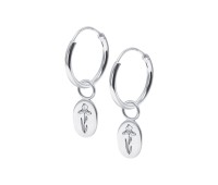 Iris Birth Flower Silver Hoop Earring Charms HO-2696